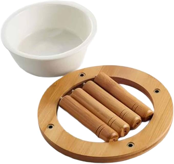 Gralara Elevated Cat Bowl Ceramic Bowl Feeder Whisker Friendly Removable to Wood Stand Suitable for Small Medium, 18cmx18cmx12cm