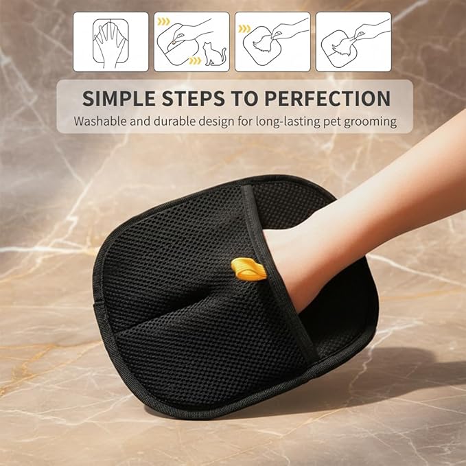 SakerPlus Pet Hair Removal Glove,Dog&Cat Hair Remover,Double-Sided Static Pickup Grooming Glove,Washable Reusable Pet Hair Remover Glove for Pets,Dogs,Cats,Furniture,Clothes (1pcs)