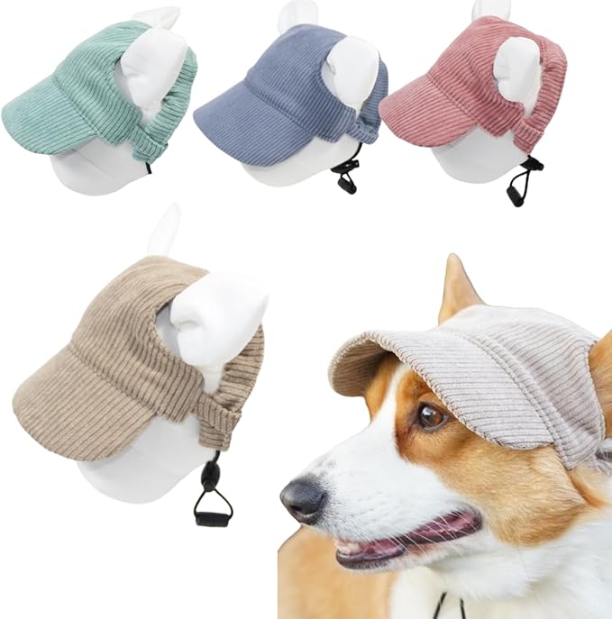 Selena Baseball Cap for Dog Cat with Ear Holes Adjustable Hat Cute Puppy Kitten Pet Outdoor Sun Protection Sport Costume Apparel (Large,Brown)