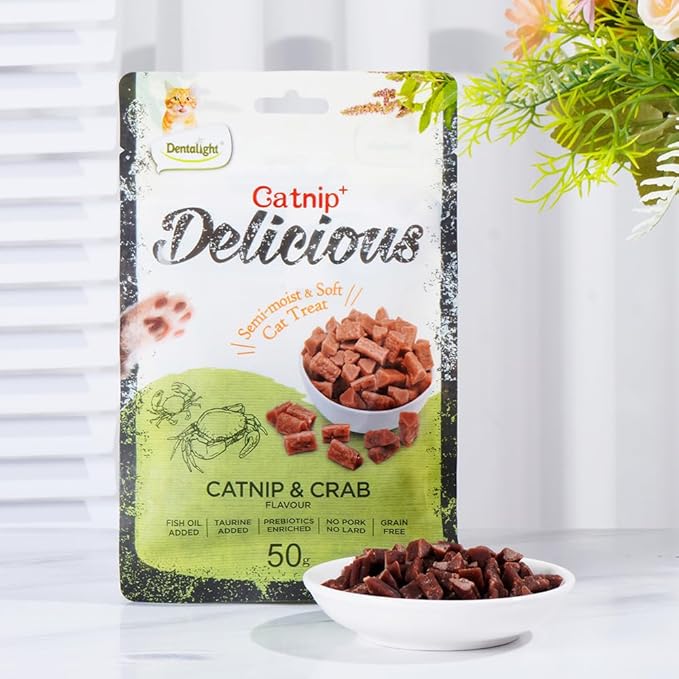 Catnip Delicious Ocean Fish & Crab Flavour Cat Treat 50g, (50g, Crab)