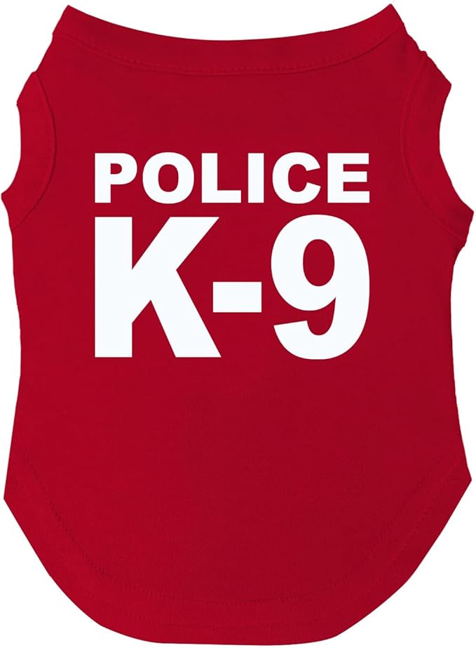 Police K-9 Dog Tee Shirt | Sleeveless | Sizes for Puppies, Toys and Large Breeds (Red, 3X-Large 93)