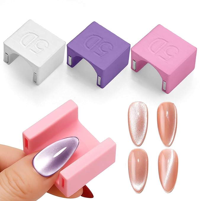 5D Nail Magnet Tool for Cat Eye Gel Polish - Strong Magnet, Non-Slip Finger Stand, Beginner Friendly Manicure Tool for DIY Home & Salon Use (HJ-NAT278-Purple)