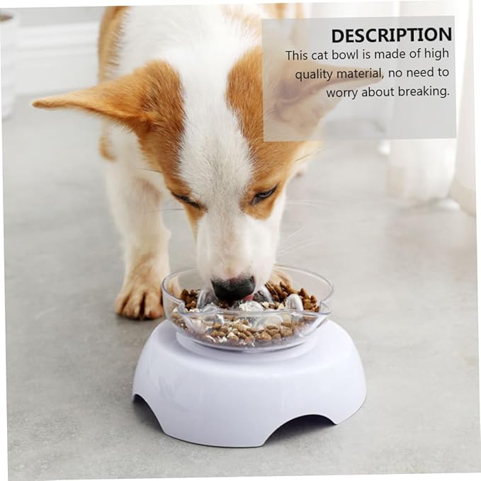 Elevated 15° Tilted Plastic Cat Food Bowl with Neck Protection High Base Pet Feeder for Cats Feeding and Watering
