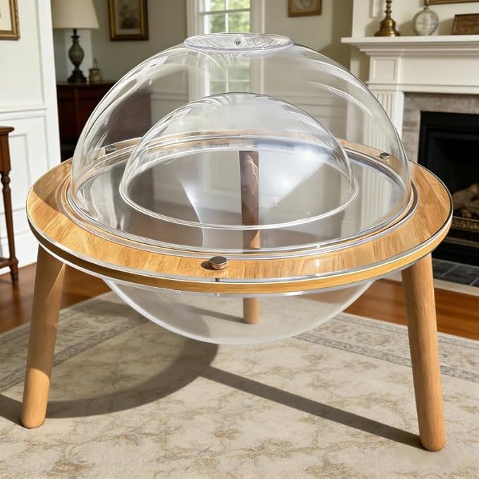 Large Cat Cave House with 360° Immersive Cat TV - 2-in-1 Cat Bed & Fish Tank, Heavy-Duty Plywood Base + 4mm Acrylic, Internal Tunnel, Indoor Cat Enrichment Furniture