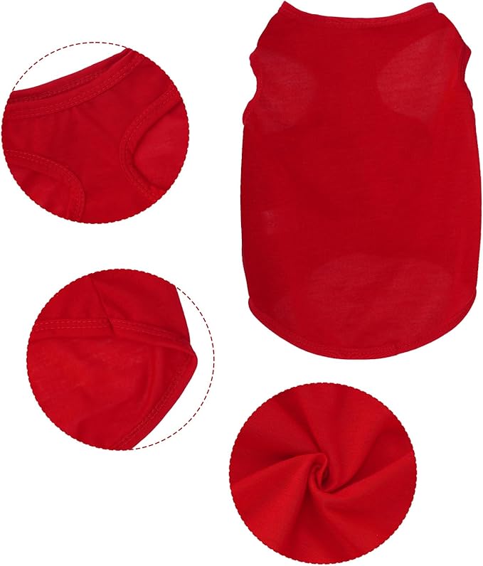 4 Pcs Cat Shirts Solid Color Dog Clothes Summer Sleeveless Pet T Shirts for Small Pet Dogs Cat (Black,Grey,Red,Orange, Small)