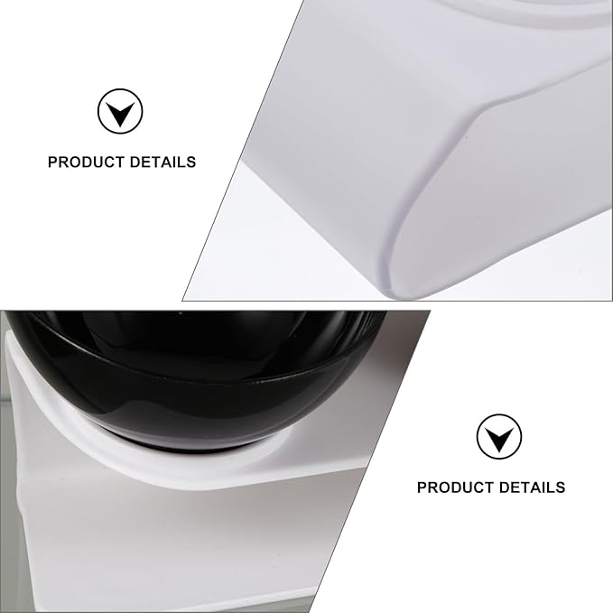 Elevated Tilted Cat Food Feeder Bowls Set, Black Plastic Raised Pet Feeding and Watering Bowls for Cats, Neck Protection Design for Comfortable Eating