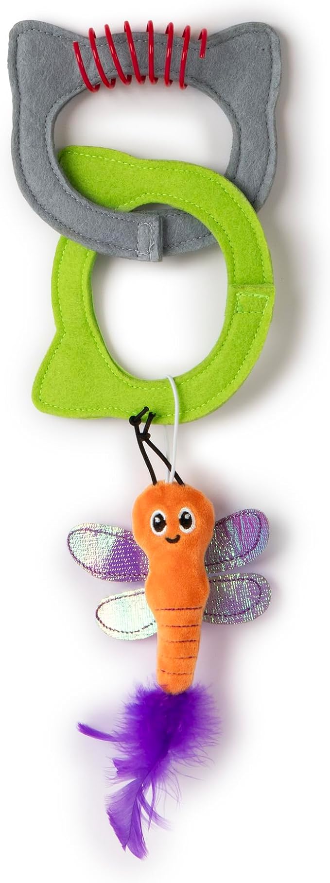 Kitty Connects Catnip Links Felt Rings Cat Toy| Modular Linkable Cat Toy Set with Plush Dragonfly & Spring | Interactive Catnip Play for Endless Fun