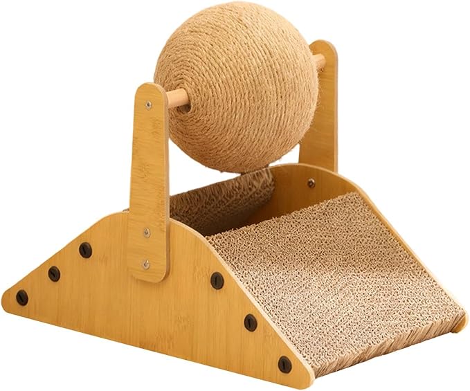 Gralara Indoor Cats Scratcher Bed Kitten Scratch Pad Sturdy with Ball Sisal Scratcher Board for Stretch Out Playing Curled up Lying, L
