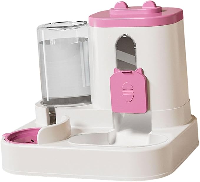 Automatic Pet Feeder and Waterer, Food and Water Dispenser, 2 in 1, Anti Slip Pet Supplies for Cats and Small Medium Dogs, Pink