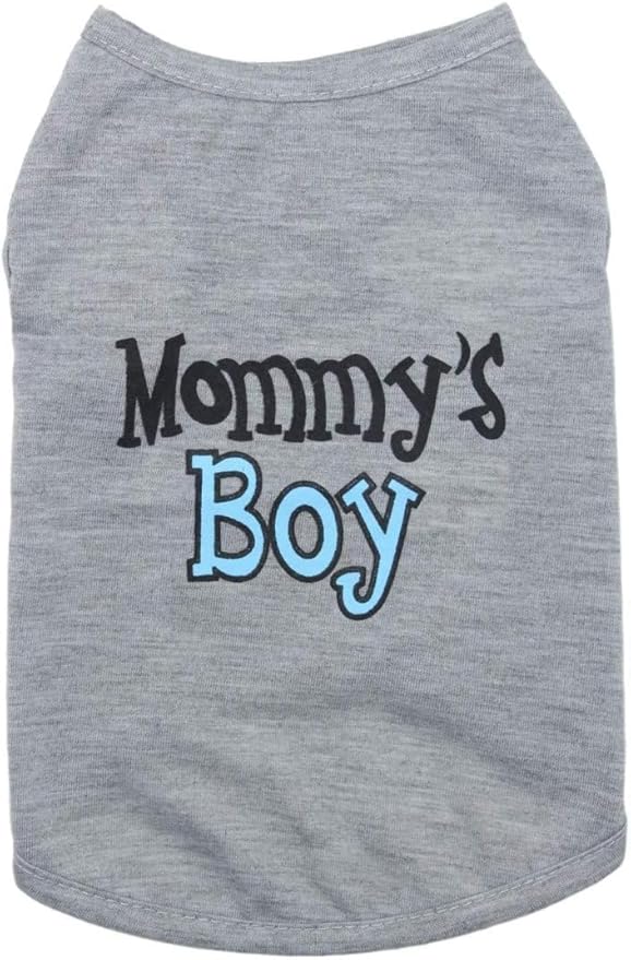 Oasis Plus Mommy's Boy Gray Pet T-Shirt Vest Outfits Clothes for X-Large Female Male Dog Cat Rabbit