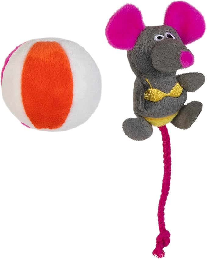 Mad Cat Beach Babe Catnip and Silvervine Plush Soft Cat Toy, Pack of 2