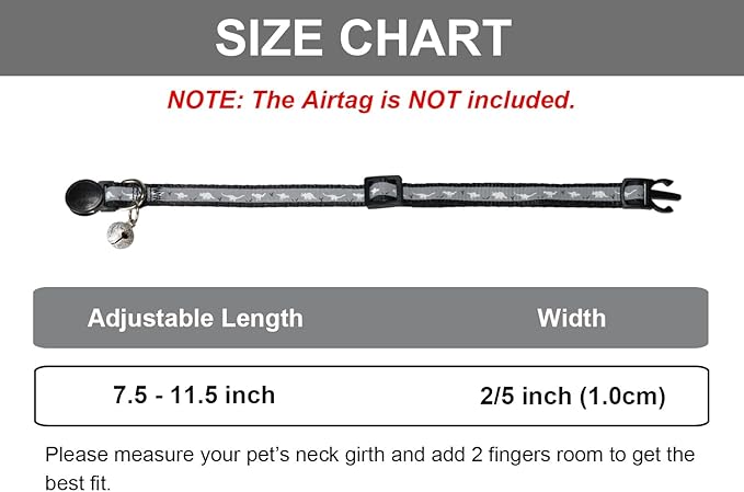 Reflective Cat Collar Safety Breakaway Nylon Kitten Collars with Bell for Male Boy Girl Cats,Black