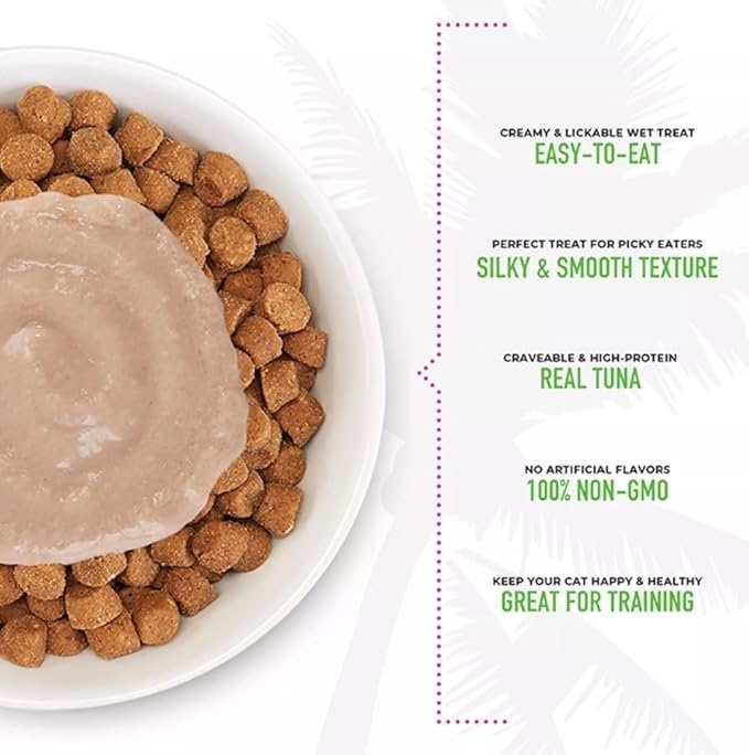 Tiki Cat Stix Wet Treats, Grain Free Lickable Smooth Mousse Blend with Tuna Creamy Gravy 6 Stix in 1 Pouch (Pack of 2), Plus 1 Cat Pom Pom Balls Toy