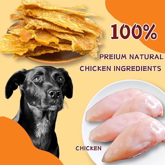 Air-Dried Chicken Jerky Dog Treats, High-Protein & Grain-Free Tender Snacks, All Natural Single Ingredient Training Reward for All Dogs, 5.29 Ounce (2 Pack x 5.29 Ounce(Pack of 2),Chicken)