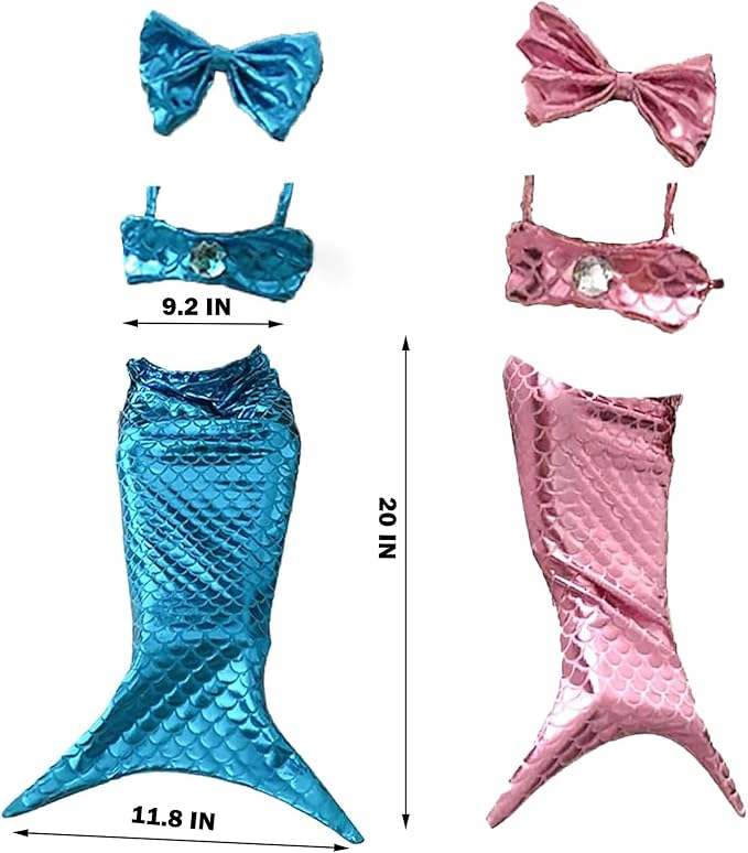 Cat Mermaid Costume Creative Cat and Dog Costumes Funny Fishtail Dress Puppy Mermaid Dress Pet Mermaid Costume Humor Photo Props for Cats and Dogs, Polyester, Blue, One Size (5-13 lbs)