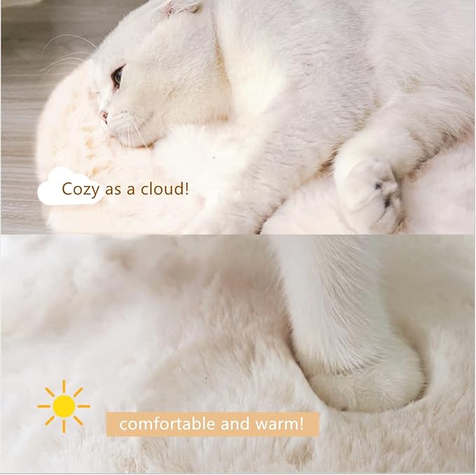 SHENGOCASE 2-Pack Oval Faux Rabbit Fur Cat Dog Bed Cushion Pad Mat, Cat Tree Tower Replacement Cushion House Cage Crate Kennel Furniture
