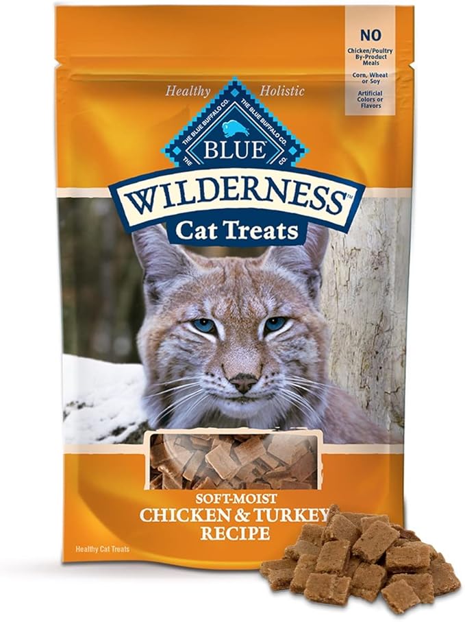 Buffalo Wilderness Soft Moist, Grain Free, Cat Treats, Variety Pack - 3 Flavors 2 Pack ( Chicken & Trout, Chicken & Salmon, Chicken & Turkey) - 2 Oz