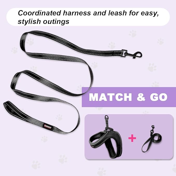 Cat Harness and Leash Set,Escape Proof Kitten Harness,Step in Adjustable Soft Lightweight,Easy Control,Reflective Strips Comfortable for Walking Travel(Black,M)