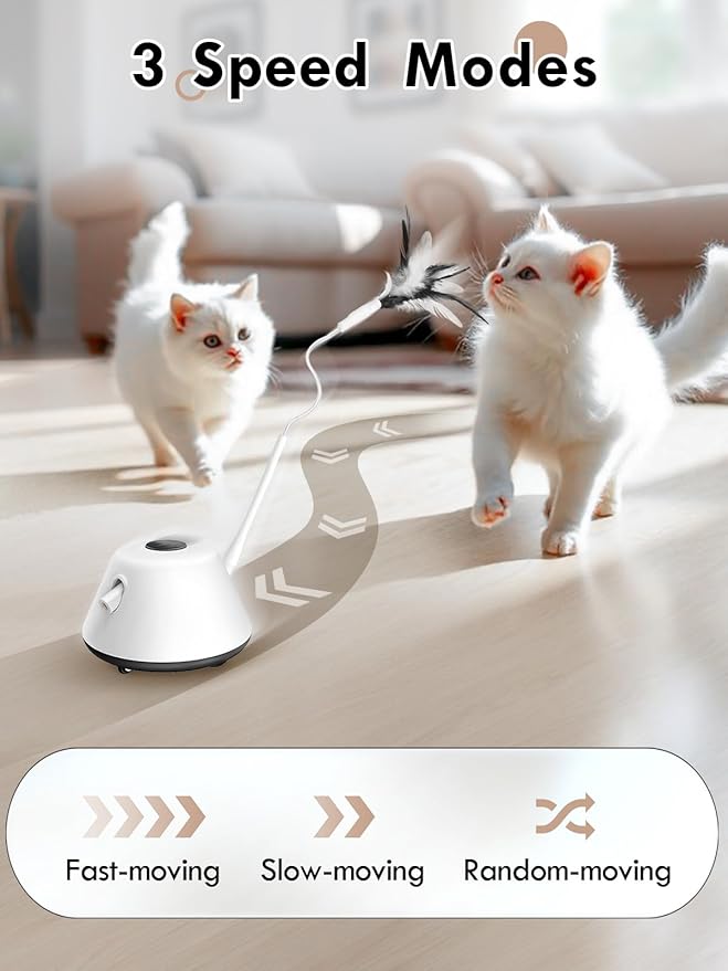 3-in-1 Cat Laser Toy, Cat Toys, Interactive Cat Laser Toy,3 Speed Play Modes,Smart Standby,USB Powered,Rubber Wheels for Adult Cats Kitten to Keep Busy Exercise