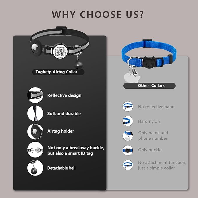2 Pack Airtag Cat Collar, Breakaway Cat Airtag with Smart ID tag & QR Code Reflective, Lightweight Kitten Collar for Apple Air tag, Hidden Holder for GPS Tracker or Boy Girl Cats, Kittens(Purple)