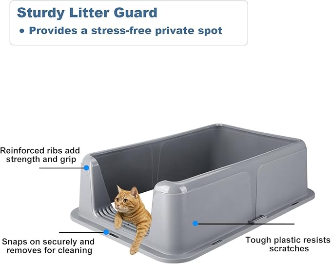 Stainless Steel Cat Litter Box with Lid - XL Extra Large Enclosed Metal Litter Pan for Big Cats, High Sided Non-Stick Odor Resistant Anti-Urine Leakage, Easy Clean with Scoop & Mat, Gray