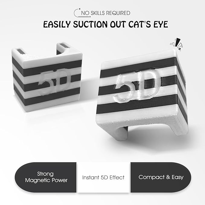5D Nail Magnet Tool for Cat Eye Gel Polish - Strong Magnet, Non-Slip Finger Stand, Beginner Friendly Manicure Tool for DIY Home & Salon Use (HJ-NAT278-WB)