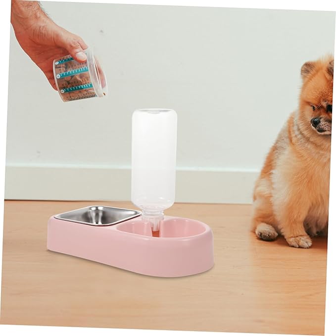 Double Pet Water Feeder Smooth Puppy Drinking Tool Cat Dog Water Dispenser for Home Pet Shop Use Pink Automatic Pet Water Bowl