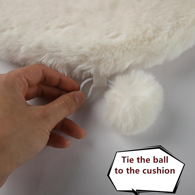 SHENGOCASE 2-Pack 14" Round Faux Rabbit Fur Cat Dog Bed Cushion Pad Mat, Cat Tree Tower Replacement Cushion Pad for Window Perch Carrier House Cage Crate Kennel Furniture