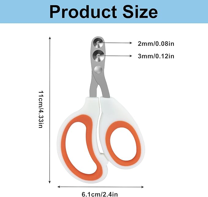 Cat Nail Clippers, Pet Nail Clippers, Cat Claw Trimmers, 2mm & 3mm Circular Cutting Holes for Small Animals Such as Birds, Bearded Dragon, Hamsters, Rabbits, Hedgehogs, Guinea Pigs (Orange)