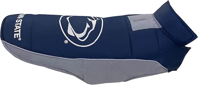 NCAA Penn State Nittany Lions Puffer Vest for Dogs & Cats, Size Small. Warm, Cozy, and Waterproof Dog Coat, for Small and Large Dogs/Cats. Best NCAA Licensed PET Warming Sports Jacket