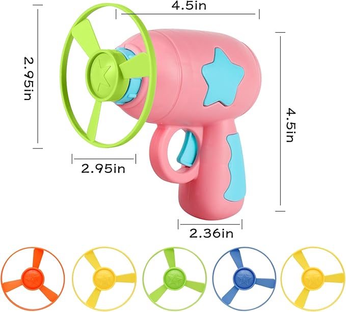 Andiker Cat Fetch Toy, Interactive Kitten Flying Disc Launcher Toy with 5 Colorful Flying Propellers for Cat Enrichment, Flying Saucer Toy for Cats for Training and Chasing (Navy Blue)