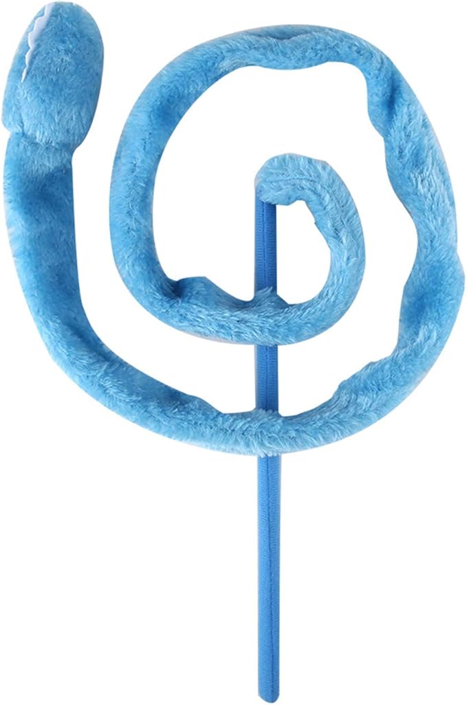 Cat Teaser Toy, Snake Shape Design with Silicone Material and 9.4 Inch Handle, Interactive Play Wand for Indoor Cats and Kittens, Green Pink Blue Color Options (Mixed Colors)