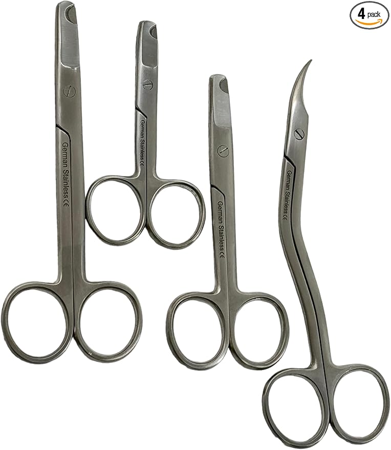 Dog and Cat Nail Cutters Scissors Style German Stainless Steel - For Small Animals, Cats, Dogs, Birds - Grooming Essentials (Set of 4)