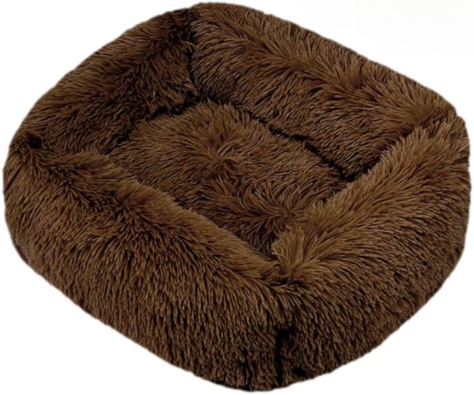 Donut Dog & Cat Bed - Soft Plush Self-Warming Cave for Cats & Small to Medium Dogs | Calming Cuddler with Improved Sleep & Comfort(Coffee,21.65X5.91X17.72 in)