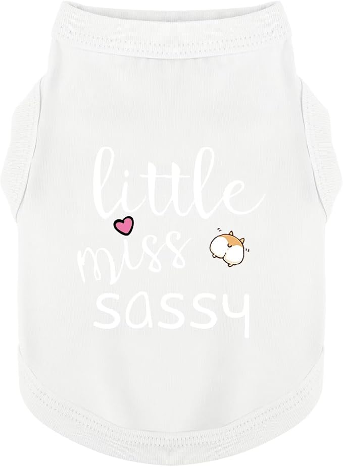 Paiaite Dog Clothes Fashionable Sleeveless Pet Vest: 'Little Miss Sassy' Printed Cotton Dog Shirt, Ideal for Small, Medium, and Large Breeds, Ensuring Comfort and Breathability White 3XL
