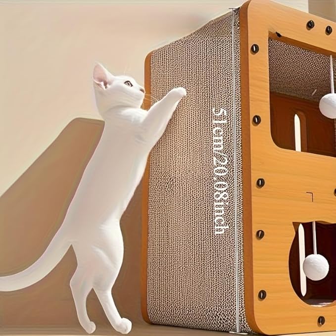 Cat Scratcher Cardboard House, 2 Floor Kitty Scratching Pad Lounger Bed, Kitten Small Animals Play, Rest, Sleep,Scratch Post Box,Durable Board Entertain Feline Friends Prevent Furniture Damage