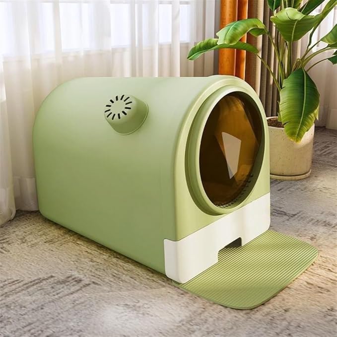 Pet Supplies, Enclosed Cat Litter Box with Lid & Scoop, Splash-Proof Large Pan, Easy Clean(Gray)