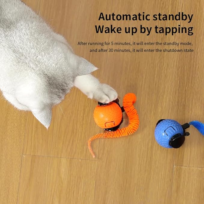 Tri-San Rechargeable Interactive Cat Toys for Bored Indoor Adult Cats - Motion-Activated Engaging Playtime Toys, for Cats (Orange, Blue)
