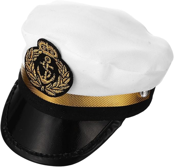 Alasum Pet Captain Hat Headpiece for Cats and Small Dogs Adjustable Polyester Costume Accessory for Parties Photo Props 5.11X3.54X3.54In