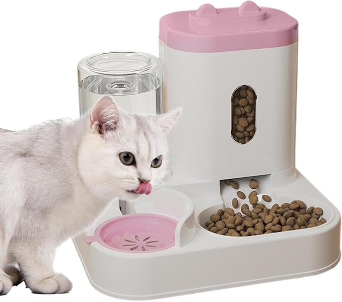 Automatic Feeder,2-in-1 Smart Drinking Food Dispenser - Cat Food Dispenser | for Outdoor Indoor Animal Kitten Puppy Feeding Watering Wet Dry