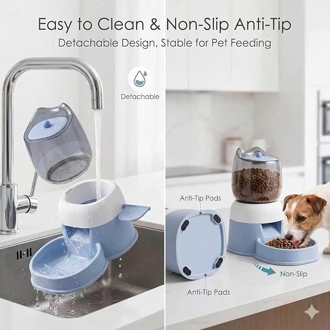 Cat Food Dispenser, Cat Feeder, Cat Feeder and Water Dispenser Automatic Pet Food Dispenser (2s)