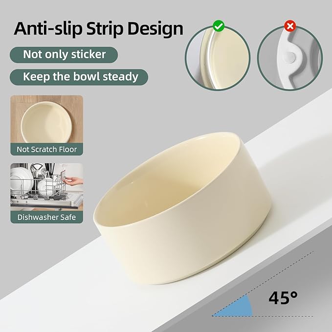 Havniva Raised Cat Bowls Water Bowl 5.1” Elevated Ceramic Cat Food and Water Bowl Whisker Friendly Pet Food Bowls for Indoor Cats, Wide Cat Water Dish Prevent Whisker Fatigue Non Slip Cat Feeder