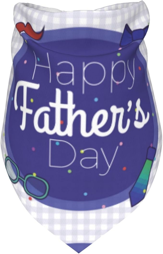 Happy Father's Day Dog Bandana Adjustable Reversible Triangle Dog Scarf Scarves Pet Bibs Costume Accessory Decor for Cats