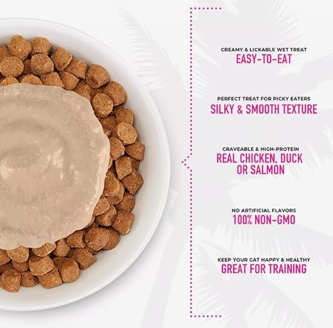 Tiki Cat Stix Wet Treats, Grain Free Lickable Smooth Mousse Blend in Creamy Gravy with Chicken, Duck and Salmon Variety Pack 6 Stix in 1 Pouch Plus 1 Cat Pom Pom Balls Toy