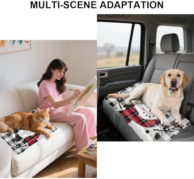 Black White Plaid Pet Mat Dog Bed Machine Washable Dog Cage Pad Pet Friendly Bed Non- Slip Bottom Friendly Furniture Multi- Scenario Gift Printed Crate Pad 24× 18 Inch