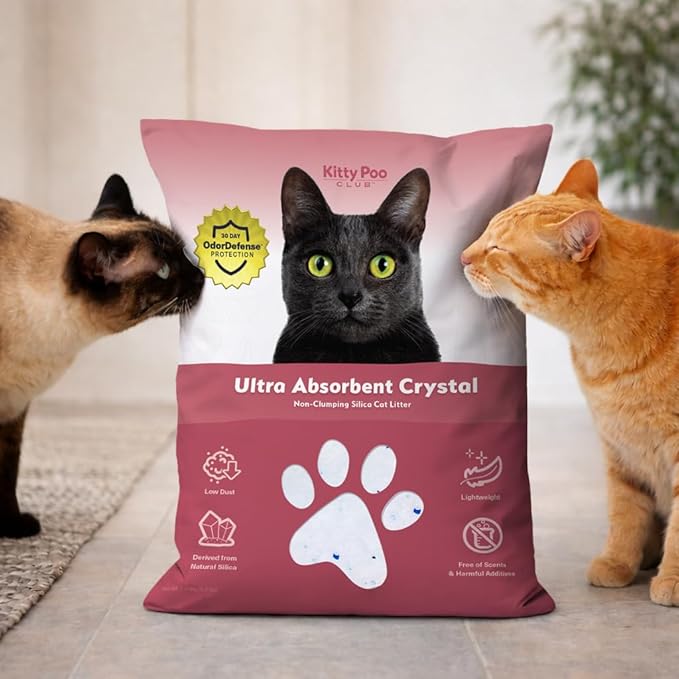 Kiity Poo Club Crystal Silica Cat Litter – Lightweight, Low-Dust, Fast-Absorbing Litter with Extended Odor Protection