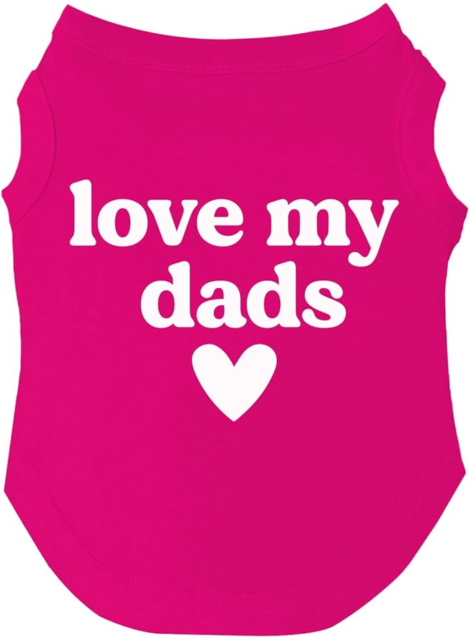 Love My Dads (Two) Dog Tee Shirt | Sleeveless | Sizes for All Ages and Breeds | Pride Day | LGBTQ+ | Rainbow | Parade |Hot Pink, 5X-Large 739