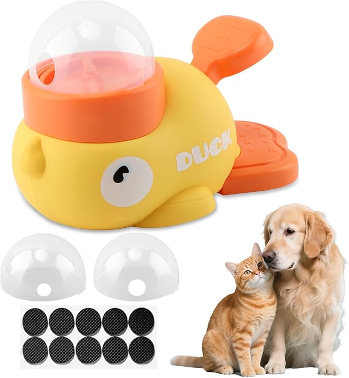 Interactive Dog Puzzle Toy & Slow Feeder, Duck Shape Cat Treat Dispenser for IQ Training, Anti-Gulping to Reduce Bloating, with Anti-Slip Pads for Small Medium Pets