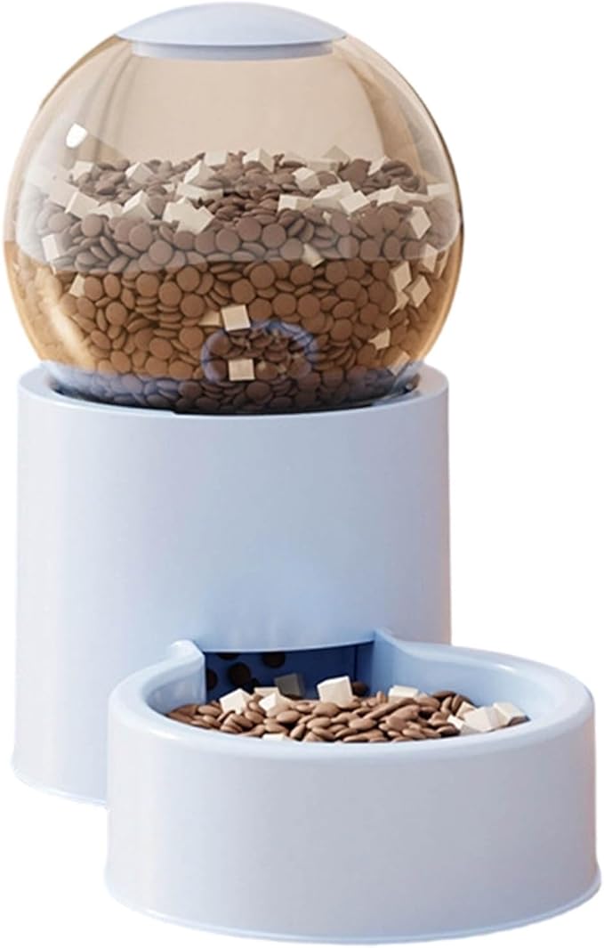 Automatic Cat Feeder, Water Dispenser Gravity Food Feeder and Water Set, Pack of 2, Cat Food Dispenser and Gravity Water Fountain for Cats Small Dogs Puppies Kittens Pets (Blue)