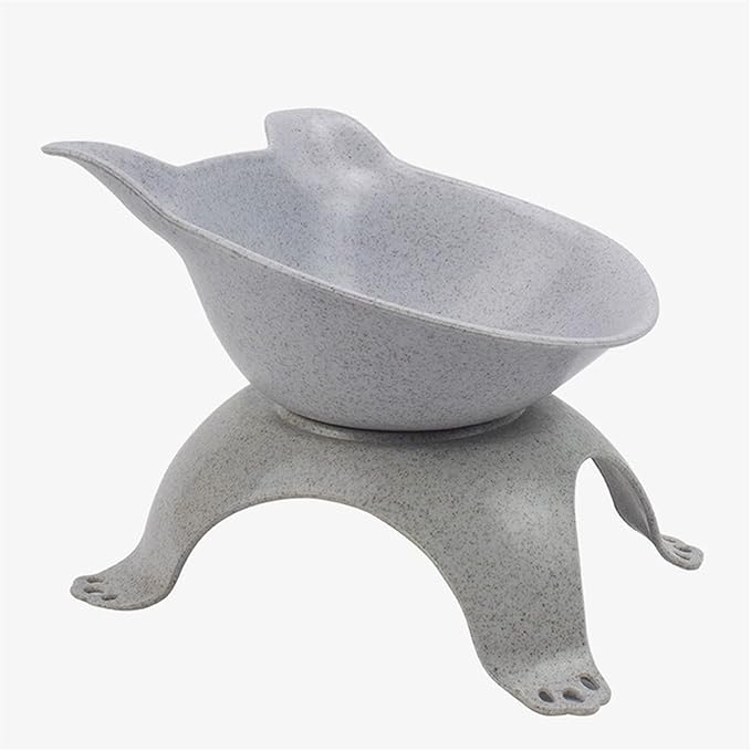 Cat Double Bowl Dog Non-Slip Food with Raised Stand Feeding & Watering Supplies Pet(Single Gray)